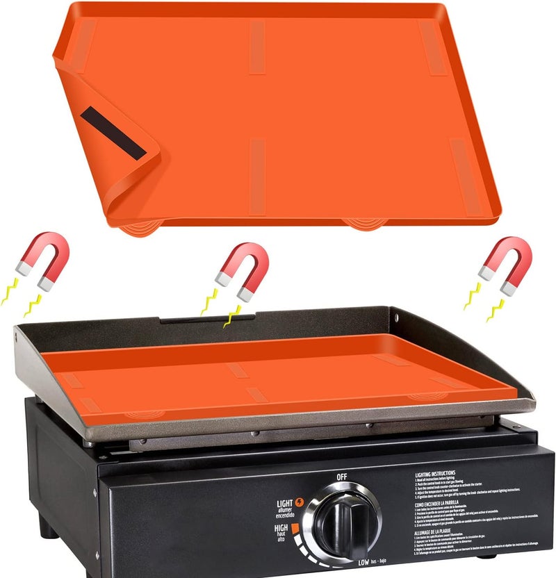 Hydream 17" Griddle Mat Silicone for Blackstone, Magnetic Protective Cover Mats Blackstone Griddle Top Covers Protector Outdoor-Orange - Image 1